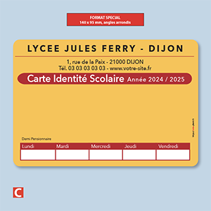 VIE SCOLAIRE Carte MAXI-FORMAT Carte Identité scolaire